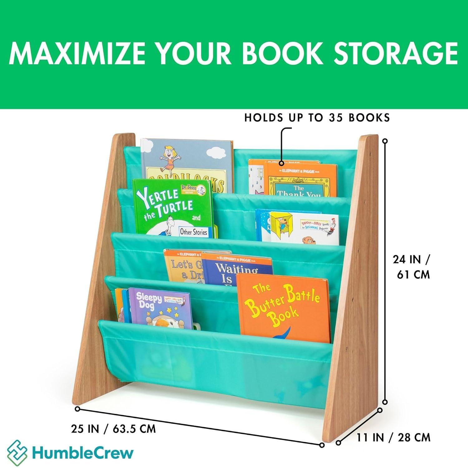Humble Crew Kids' Bookshelf 4 Tier Book Organizer Seafoam Green/Natural