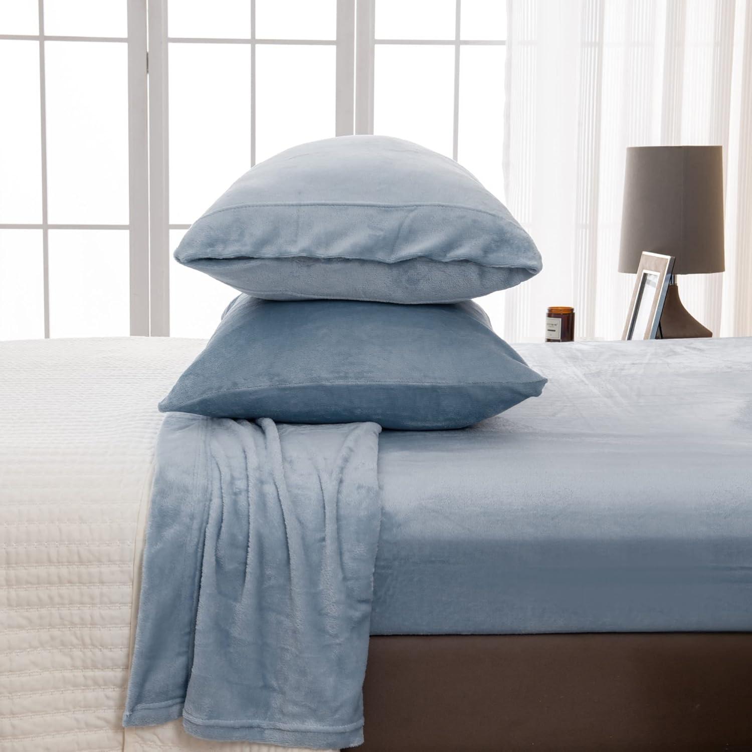 Solid Velvet Plush Fleece Sheet Set - Great Bay Home