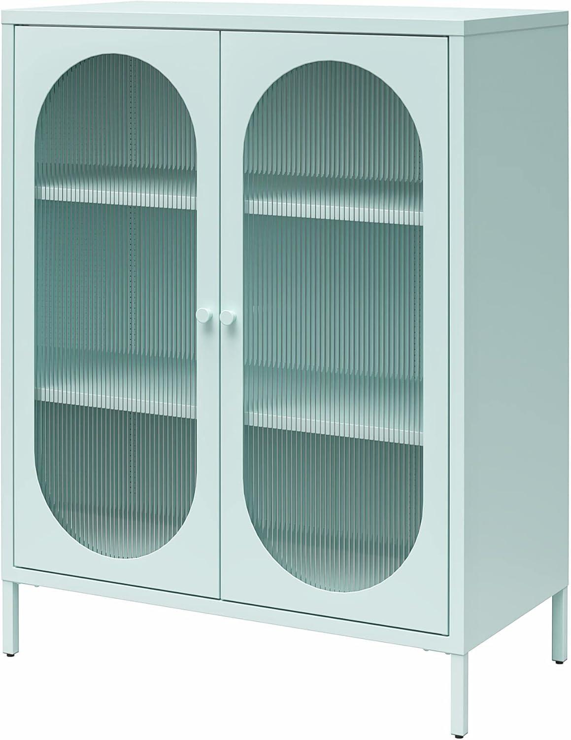 Luna 25.2'' Tall Accent Cabinet with Fluted Glass