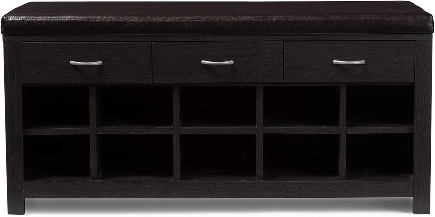 Espresso Finished Entryway Bench Dark Brown - Baxton Studio: Modern Wood Storage, Dry Dust Care