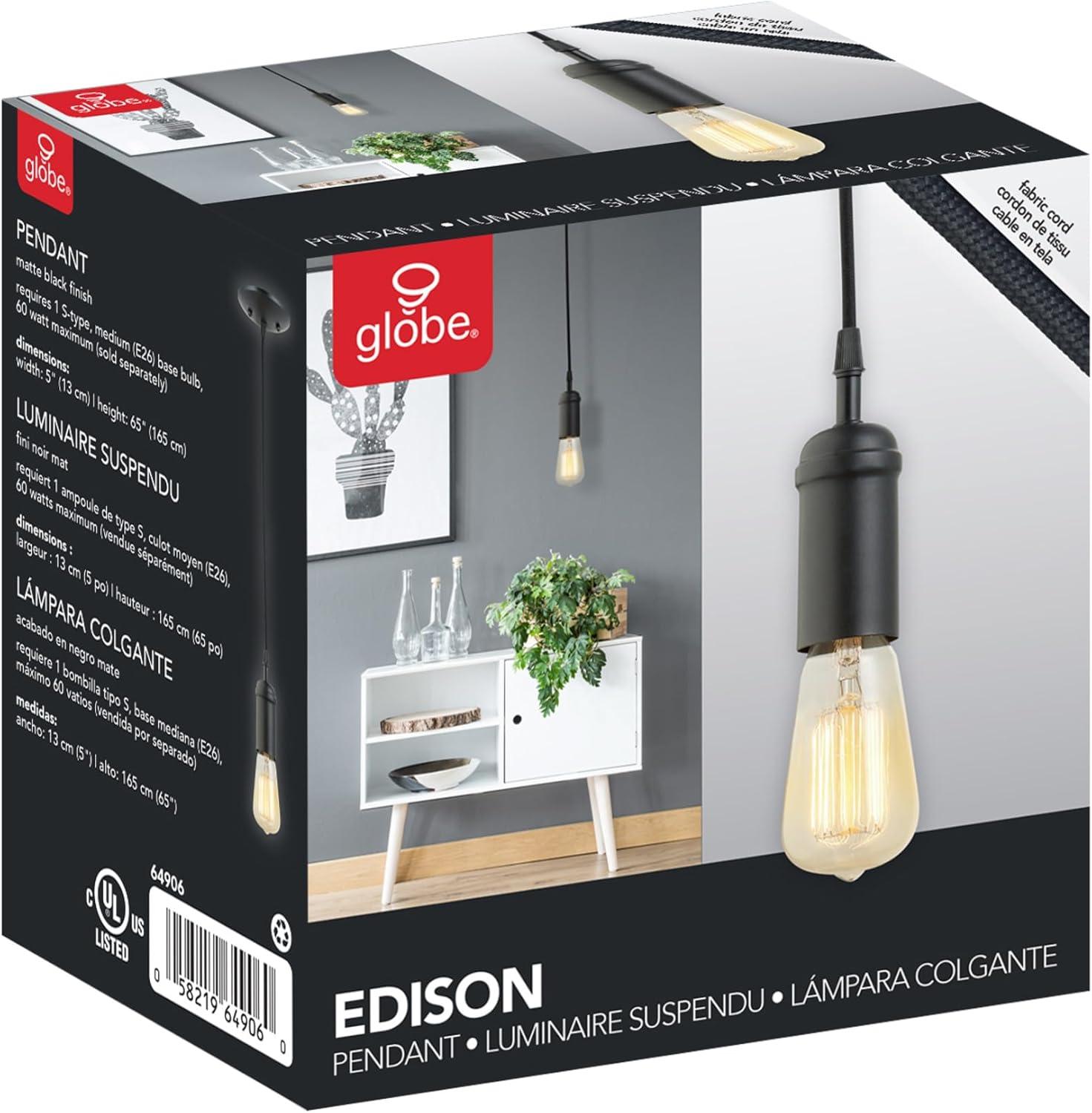 Globe Electric Leila 1-Light Brass Plug-In Pendant, 65980
