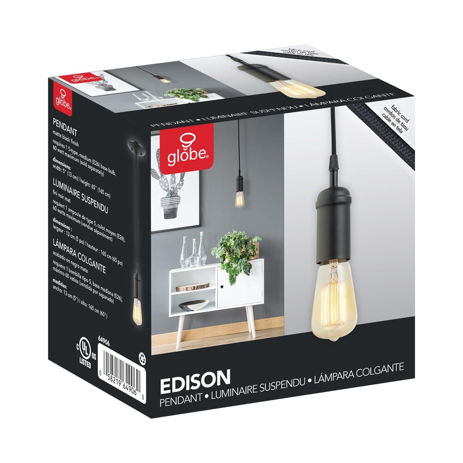 Globe Electric Leila 1-Light Brass Plug-In Pendant, 65980