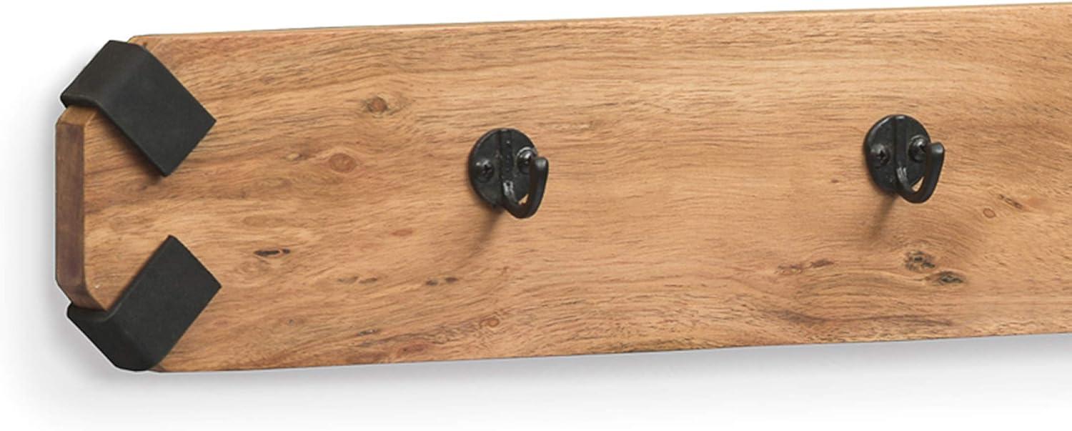 48" Ryegate Live Edge Wood Bench with Coat Hooks Set Natural - Alaterre Furniture: Metal Frame, Mid-Century Modern Style