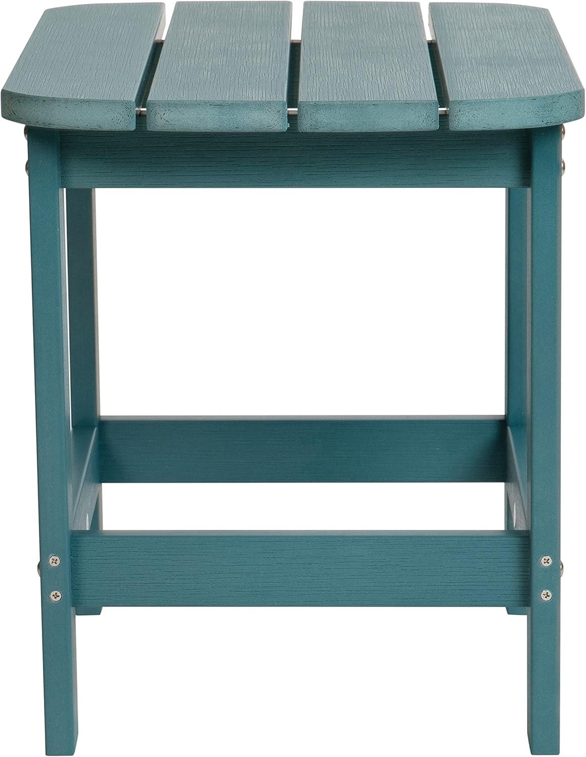 Flash Furniture Charlestown All-Weather Poly Resin Wood Adirondack Side Table in Sea Foam