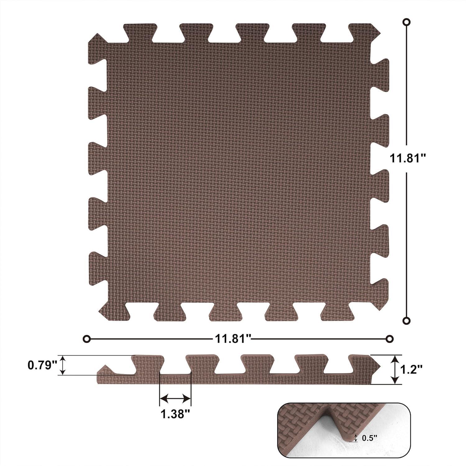 BalanceFrom Fitness 36 Tile Thick Non Slip Interlocking EVA Foam Kids Puzzle Home Floor Exercise Play Mat Set, Covers 36 Square Feet, Blue/Brown/Beige