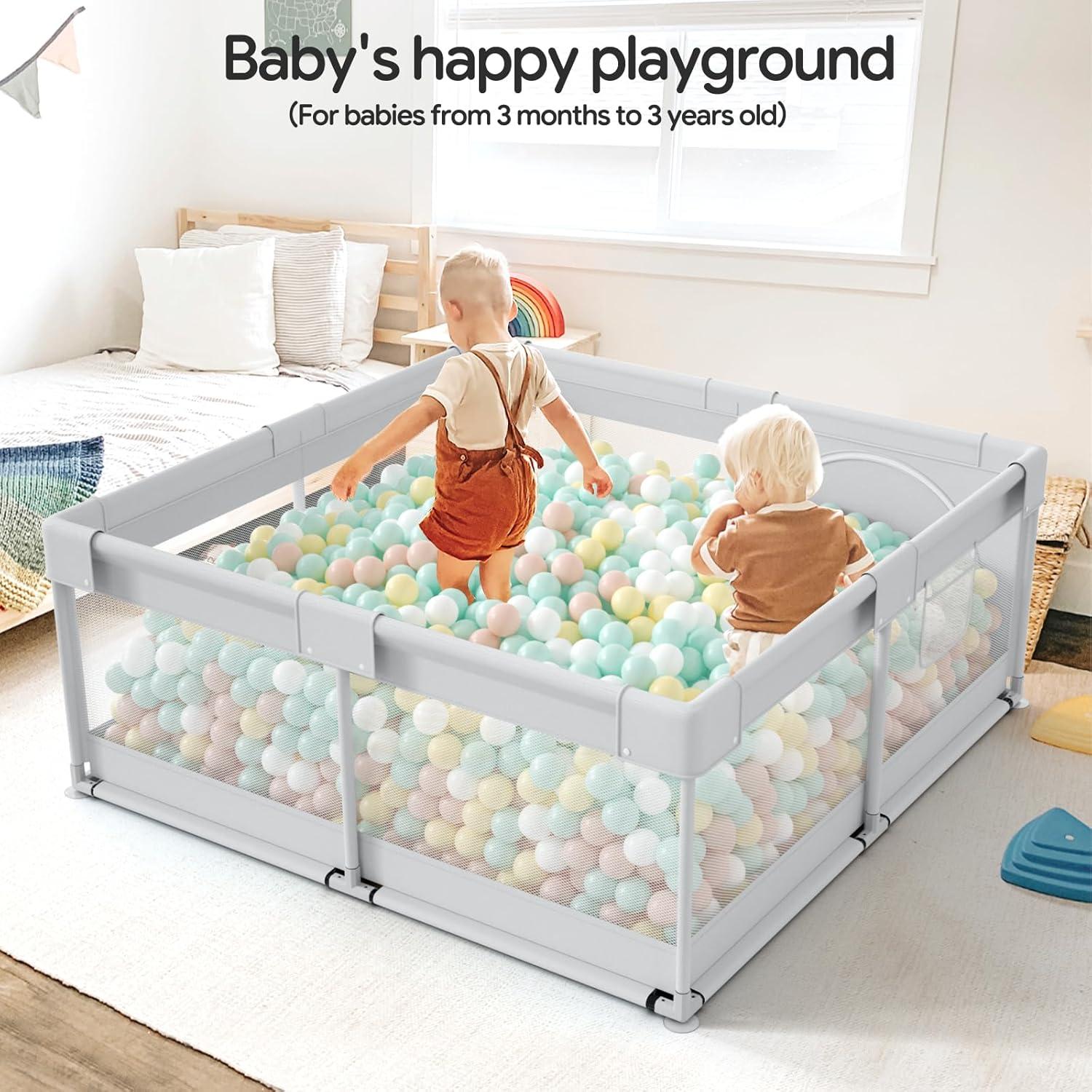 Baby Playpen, 47x47in Small Play Pen,Toddler Playpen for Apartment,Play Yard,Activity Fence, Extra Large Baby Playard