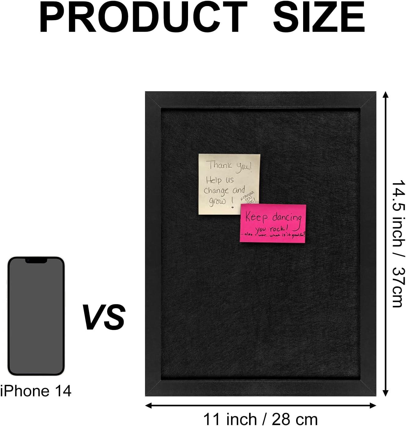 TORASO Cork Board Bulletin Board with Felt,Wood Framed Display Bulletin Board for Walls with Pins, Eye Bolts, gaskets, Screws, Pin Board for Office, School and Home(Black,1pc)