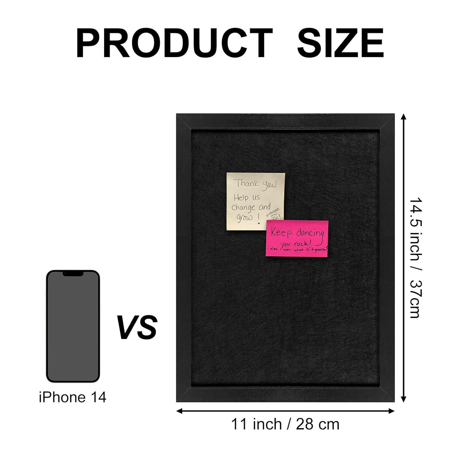 TORASO Cork Board Bulletin Board with Felt,Wood Framed Display Bulletin Board for Walls with Pins, Eye Bolts, gaskets, Screws, Pin Board for Office, School and Home(Black,1pc)