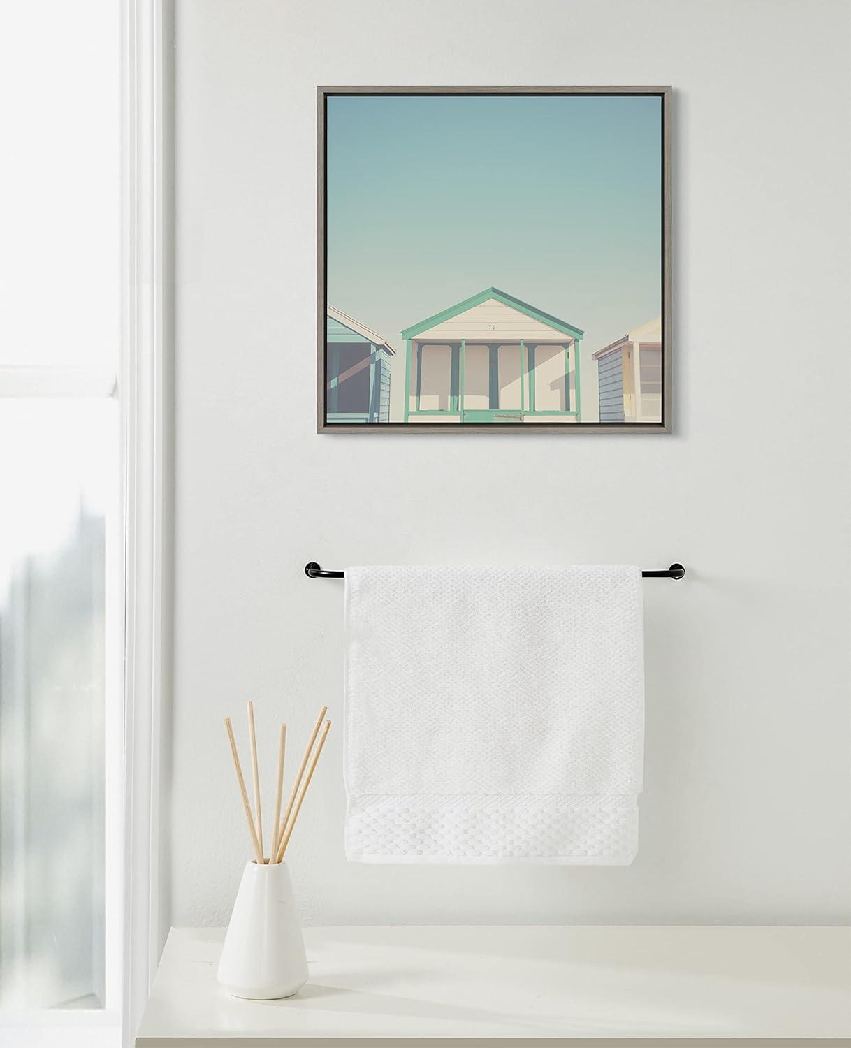 Kate and Laurel Sylvie Beach Hut 4 Framed Canvas by Laura Evans, 22x22, Gray