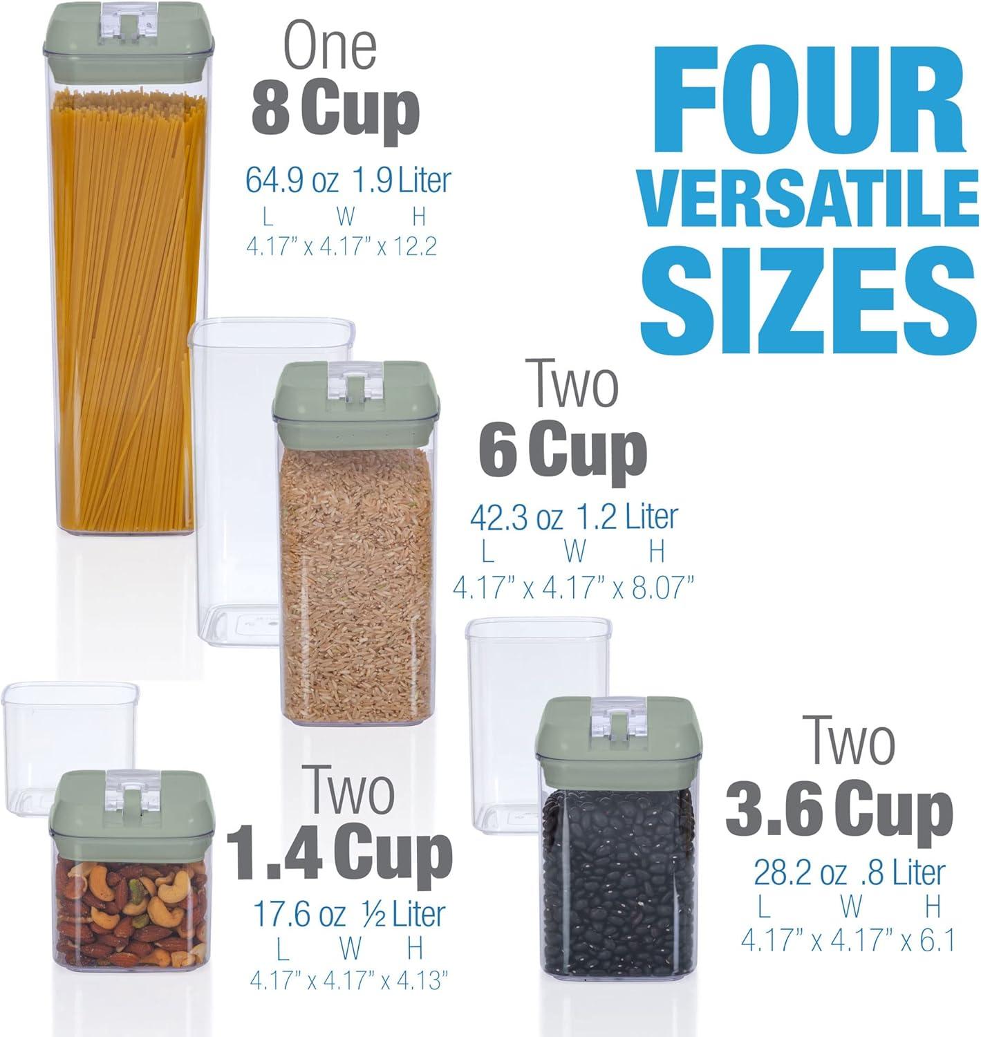 Cheer Collection Airtight Food Storage Containers, Set of 7 (Olive Green)