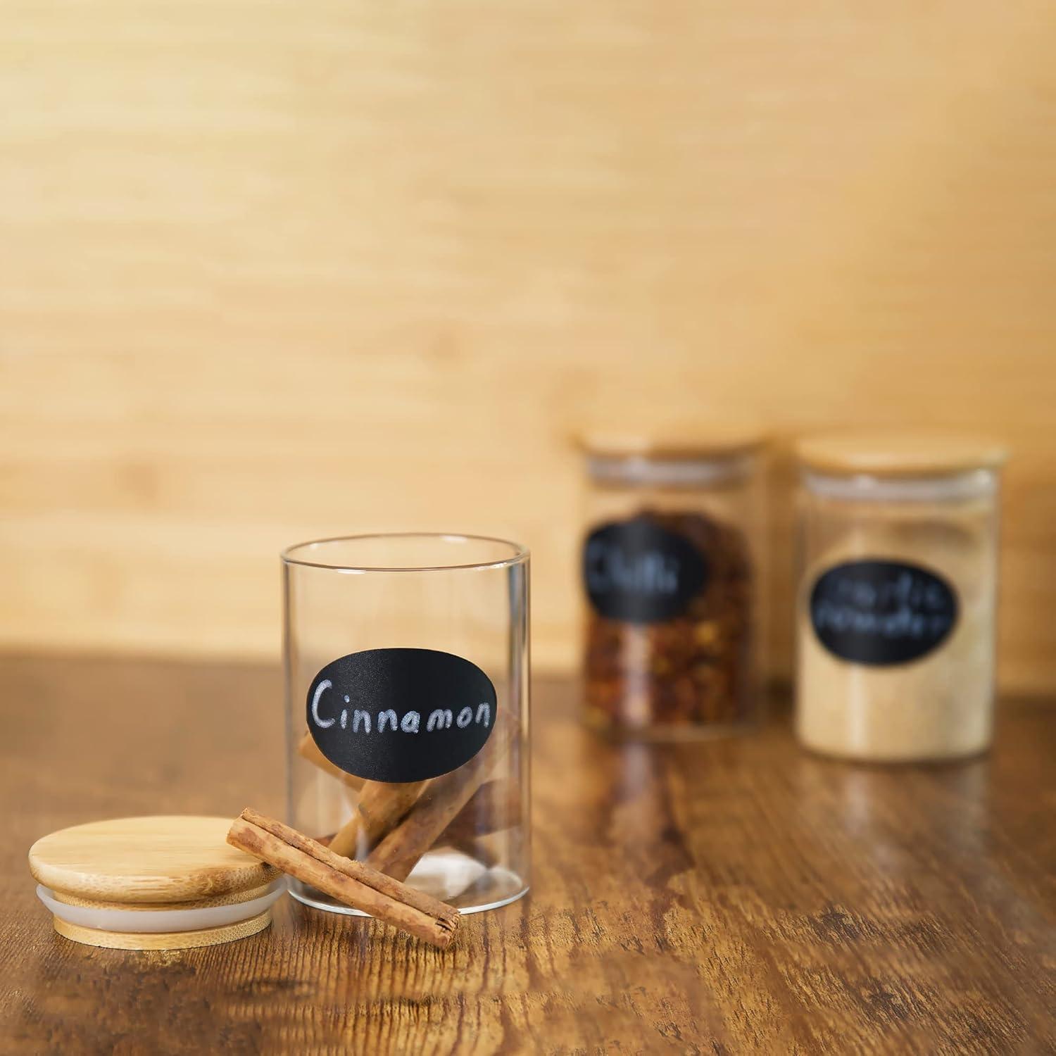12-Piece Clear Glass Spice Jars with Bamboo Lids