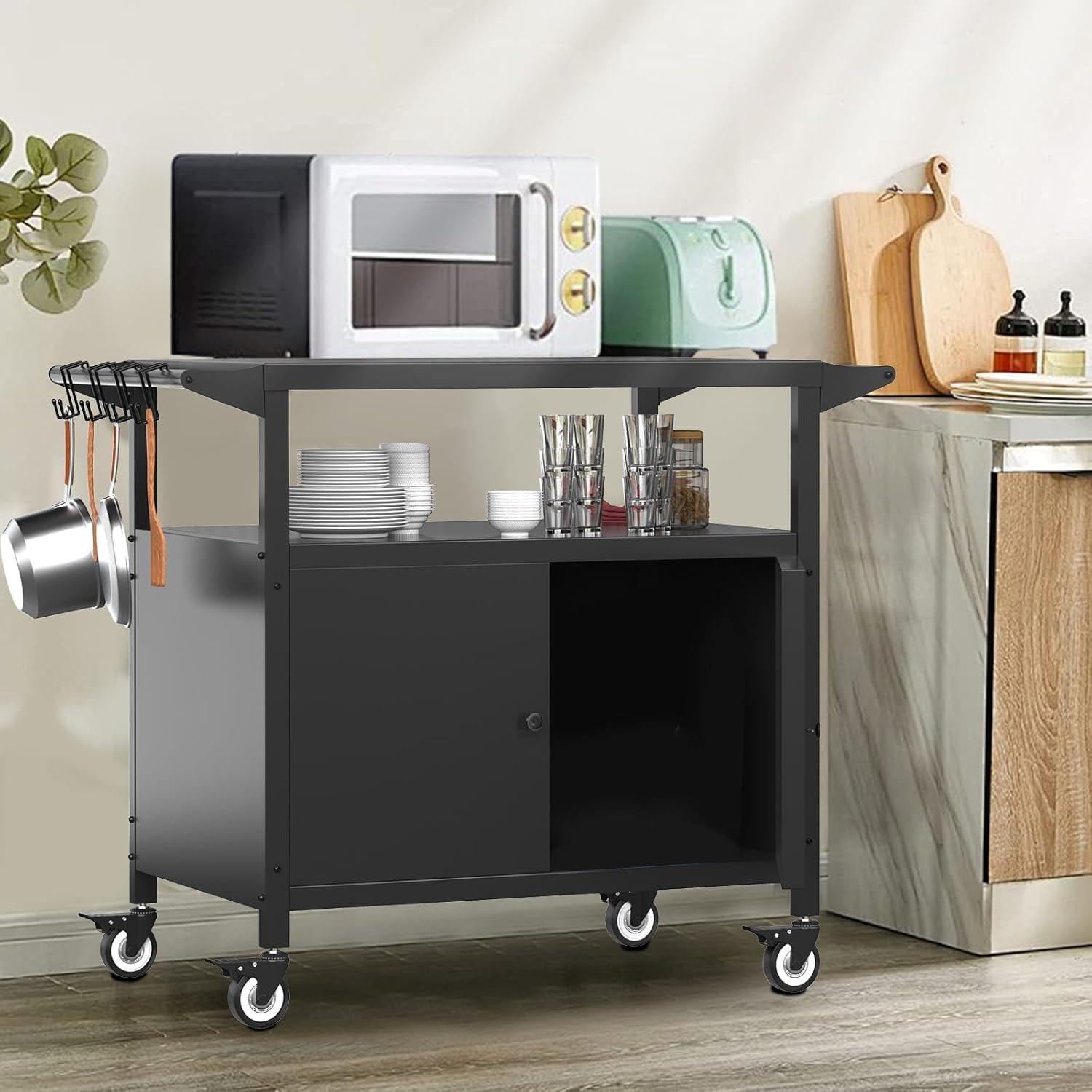 Lark Manor™ Outdoor Grill Cart Kitchen Storage Cabinets Island with Wheels Buffet Prep Tables