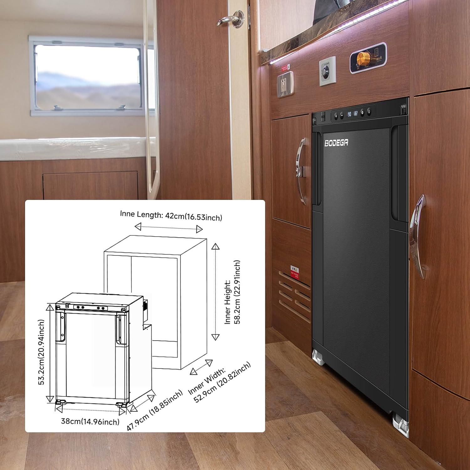 1.6 cu.ft. 45L RV Fridge and Freezer, Car Refrigerator with Lock, (-4℉-46℉) Outdoor Refrigerator in Black