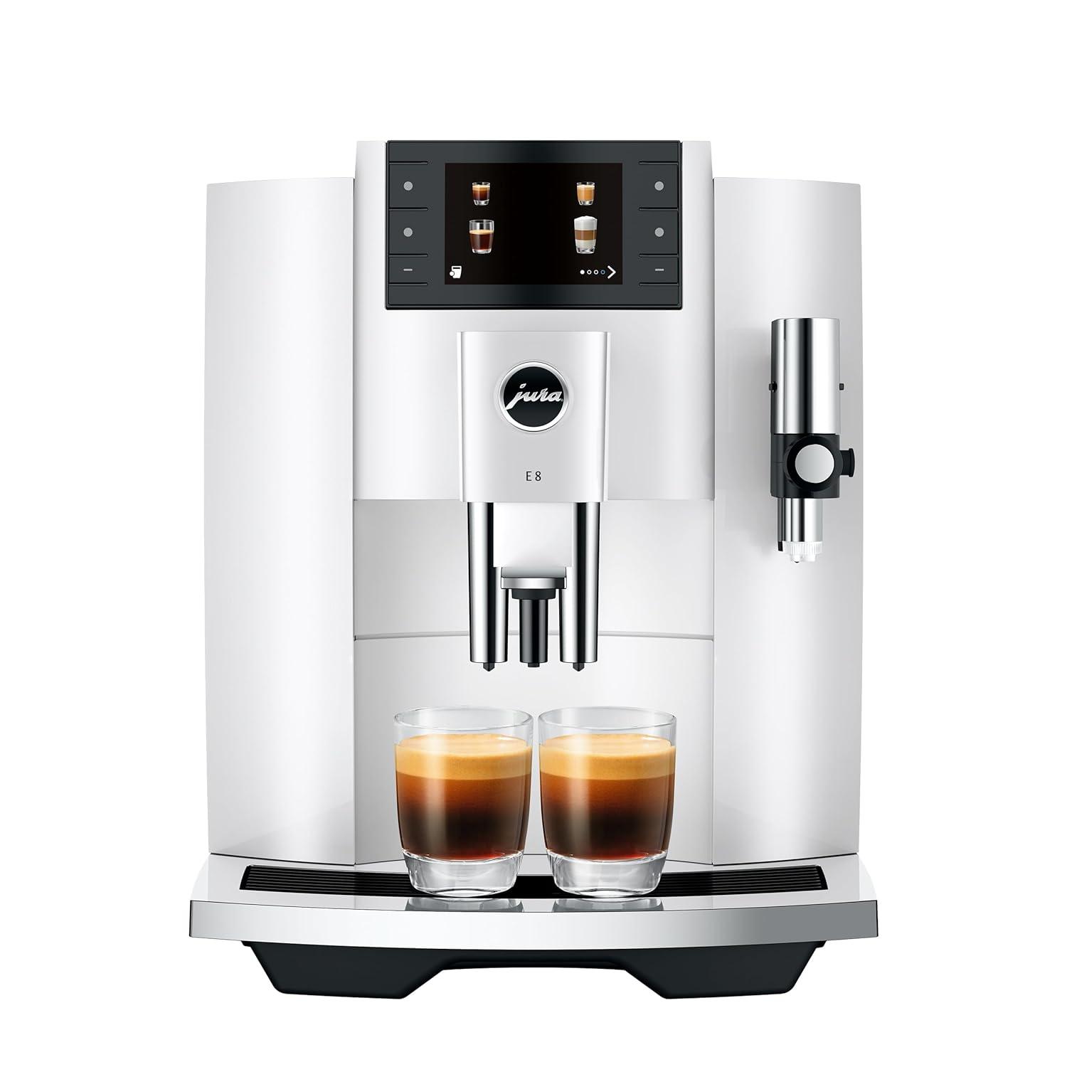 Jura E8 Automatic Espresso Machine | 17 Recipes | Piano White | 15683