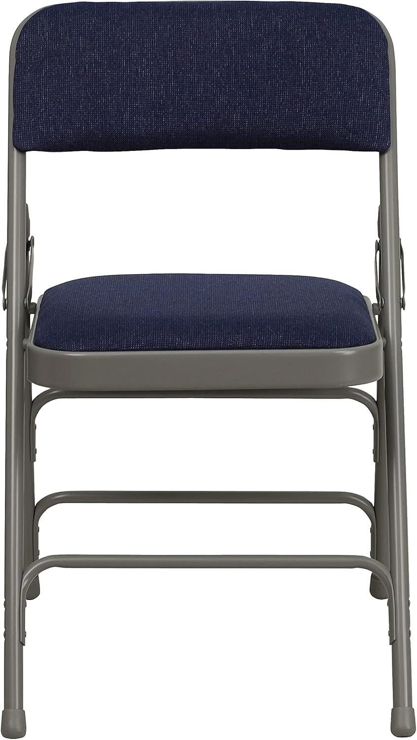 Flash Furniture 4 Pack HERCULES Series Curved Triple Braced & Double Hinged Navy Fabric Metal Folding Chair