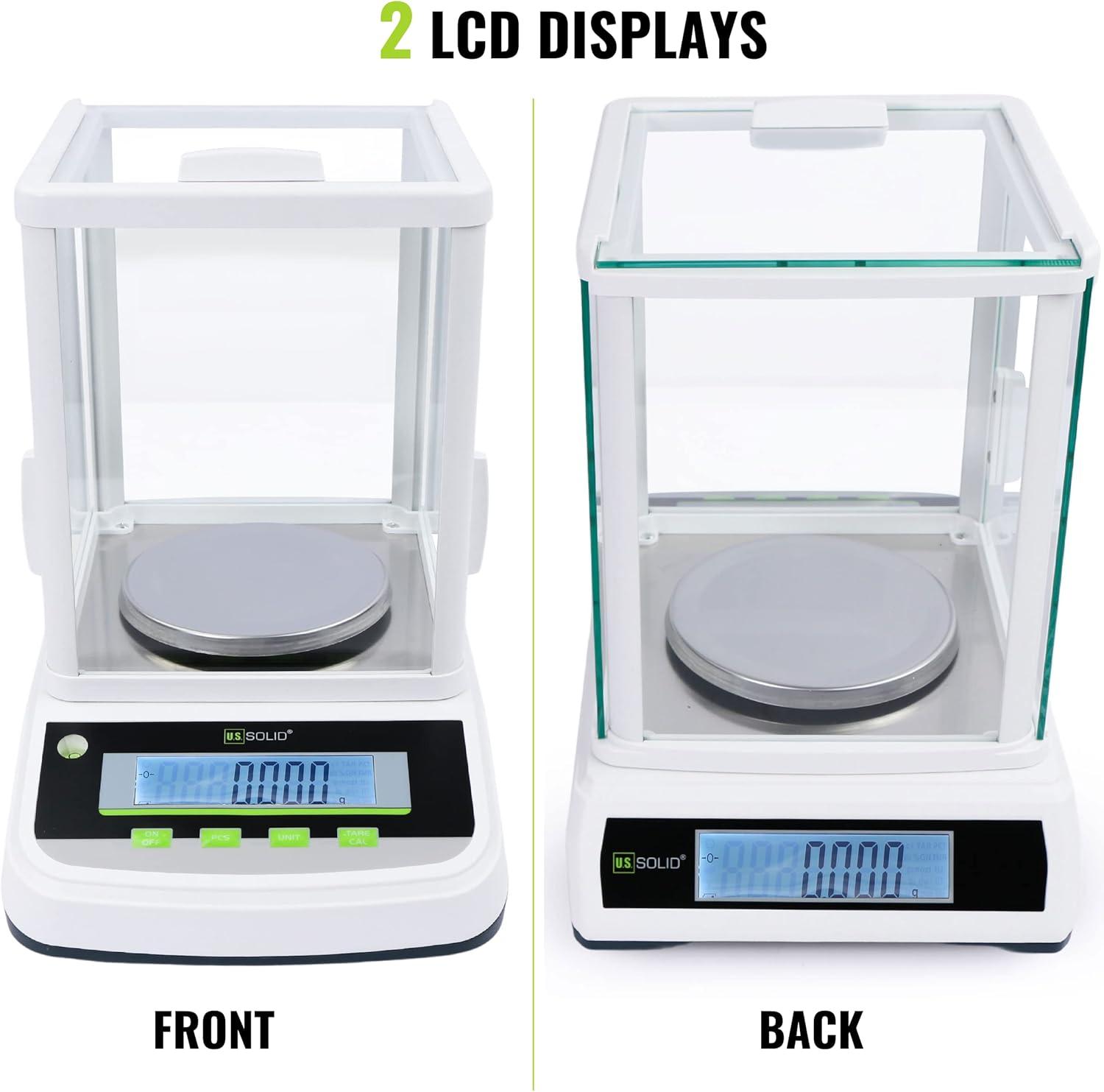 U.S. Solid 1mg Analytical Balance 300g x 0.001g High Precision Digital Lab Scale with 2 LCD Screens