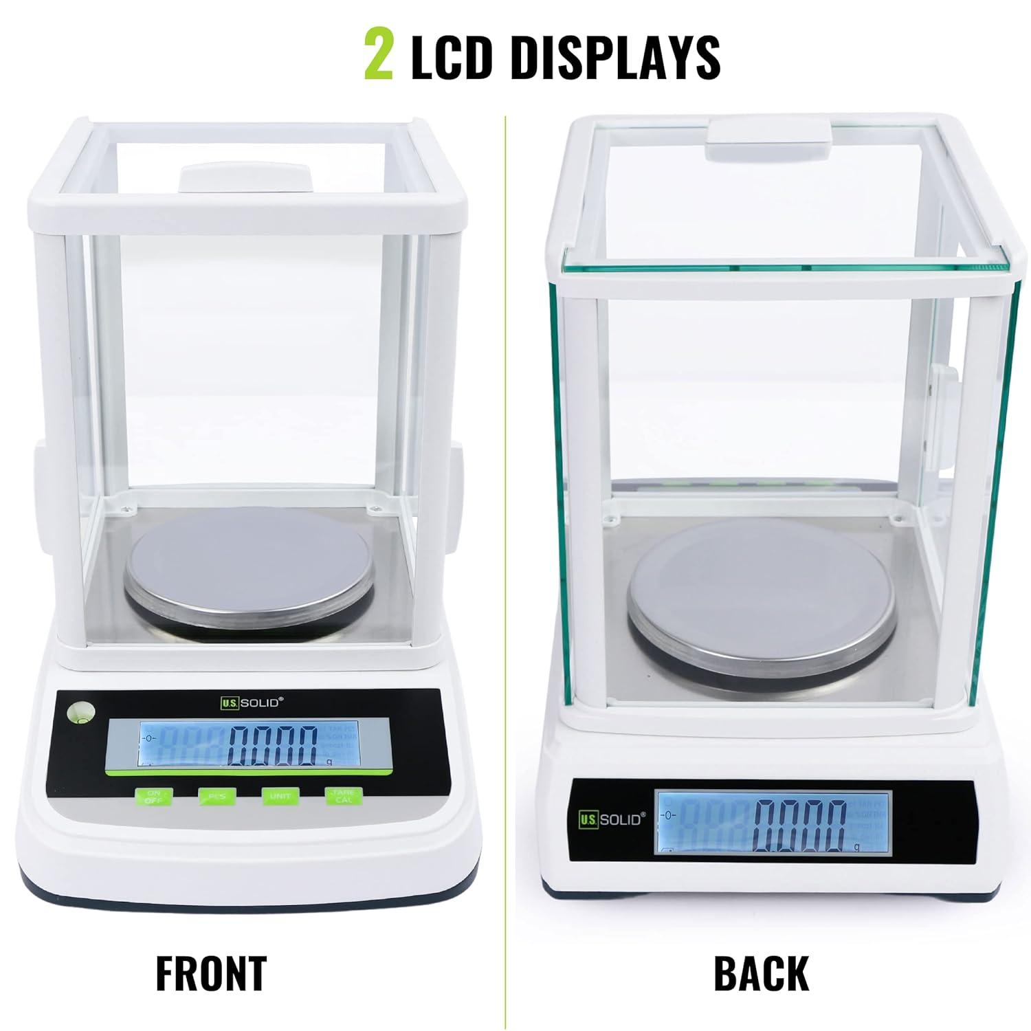 U.S. Solid 1mg Analytical Balance 300g x 0.001g High Precision Digital Lab Scale with 2 LCD Screens