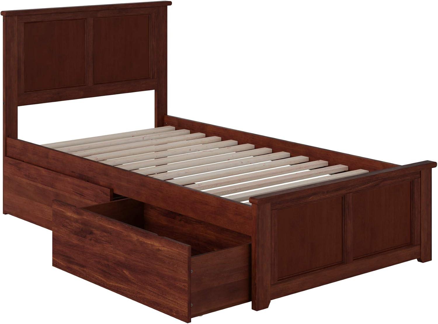 HomeStock City Chic Platform Bed With Matching Foot Board With 2 Urban Bed Drawers,walnut