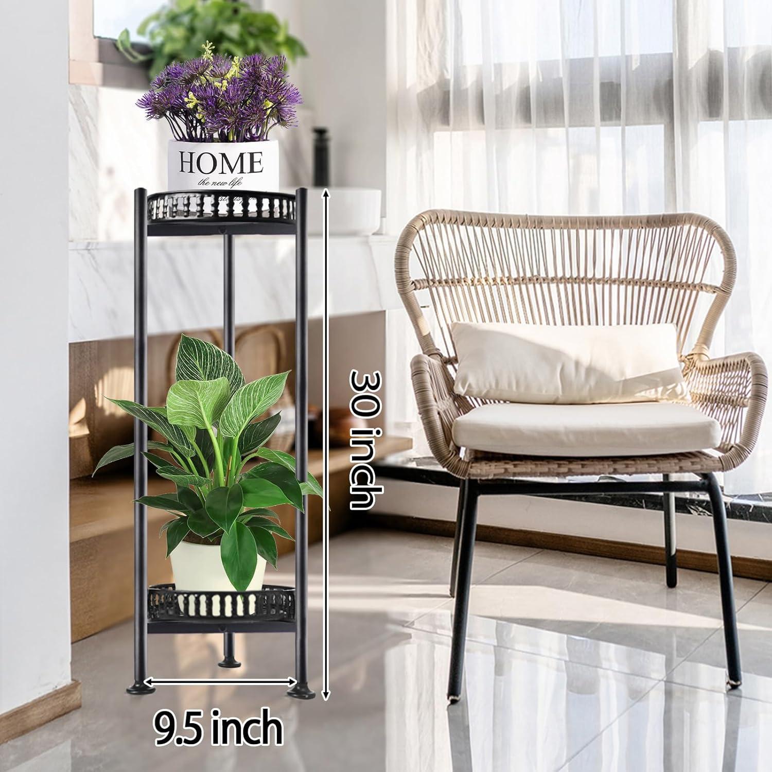30'' Tall Plant Stand 2 Tier Metal Planter Stand