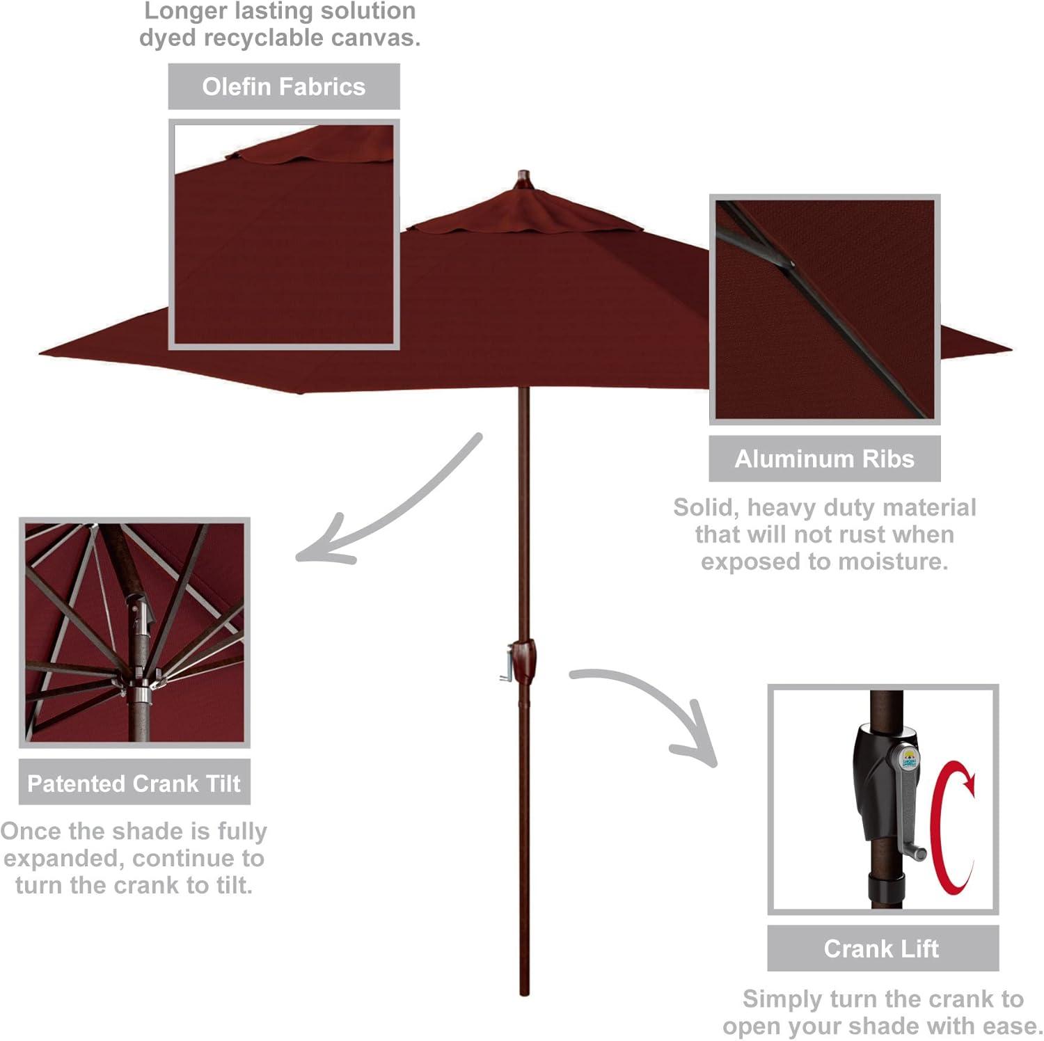 9 ft. Terracotta Aluminum Patio Umbrella with Auto Tilt Crank Lift