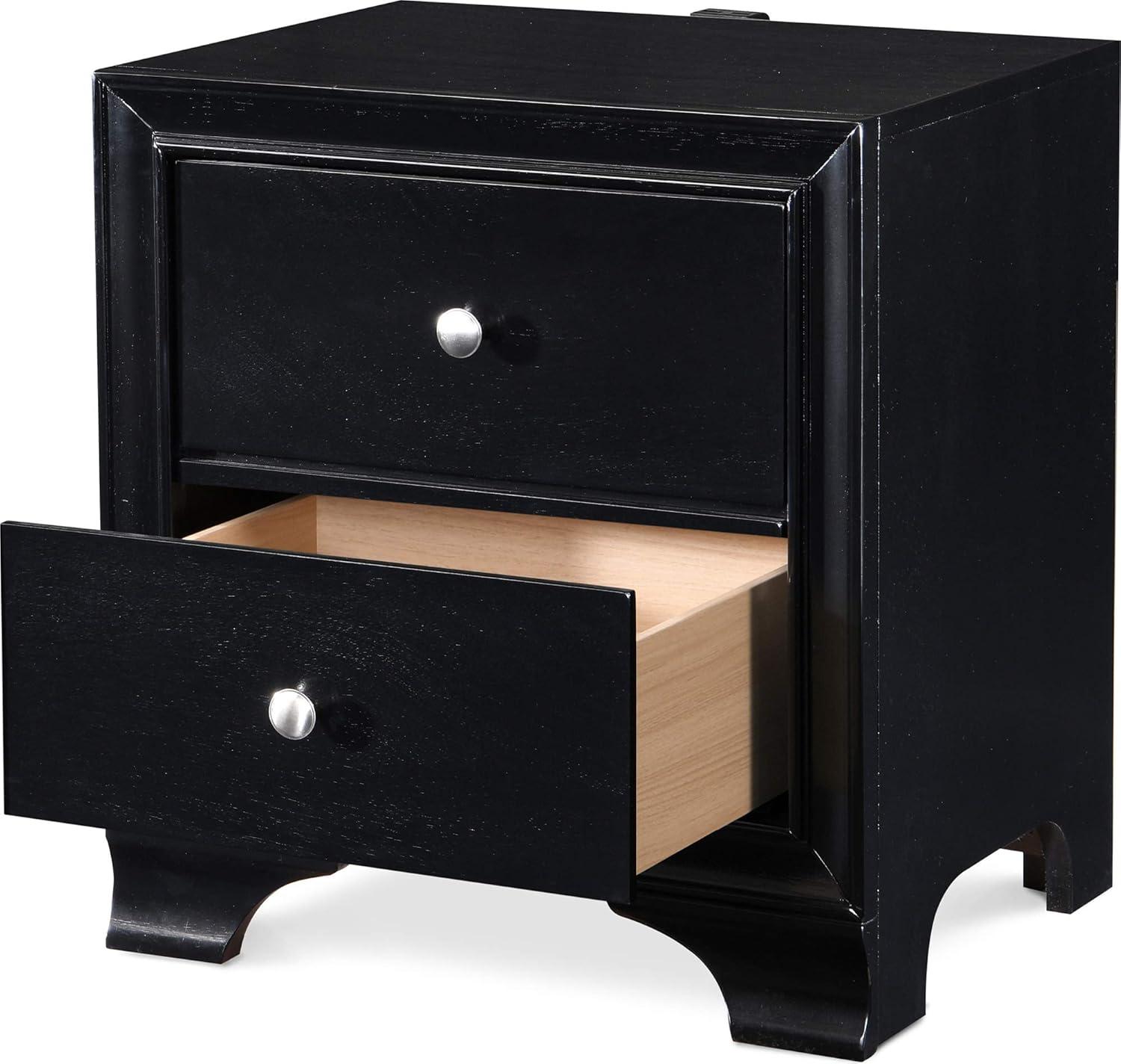 ClickDecor Edmond Wood 2-Drawer Nightstand with Charging Station