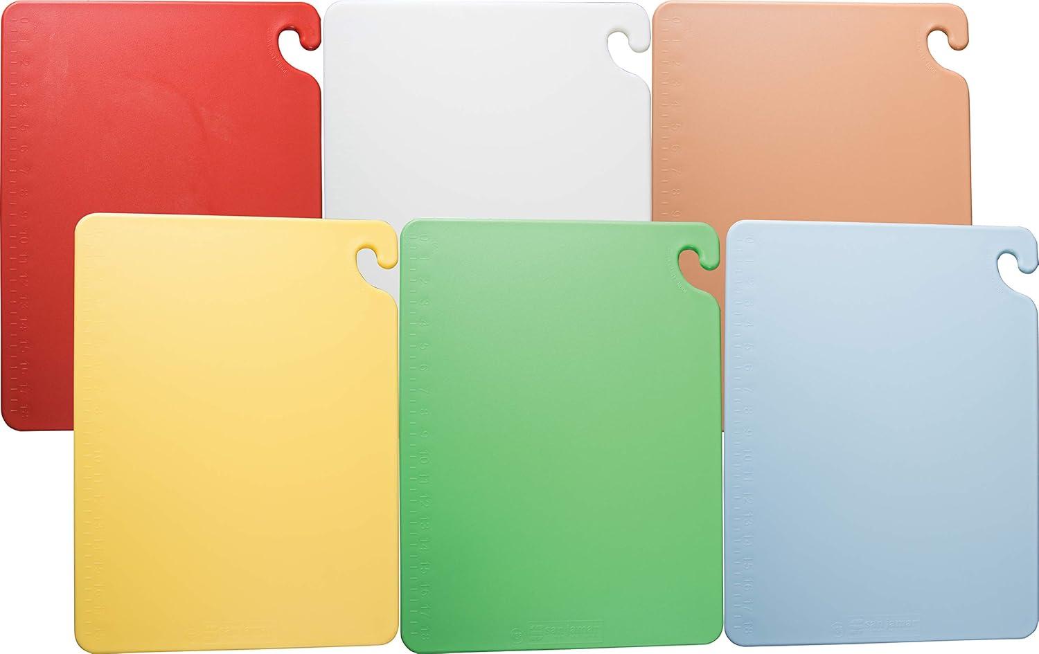 Assorted Color 24x18 Plastic Cutting Board Set with Safety Hook