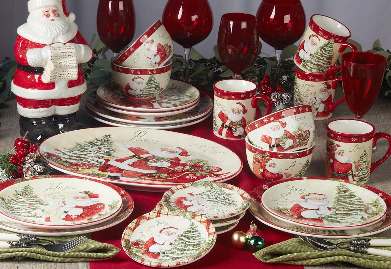 Holiday Wishes Multicolor Ceramic 16-Piece Dinnerware Set