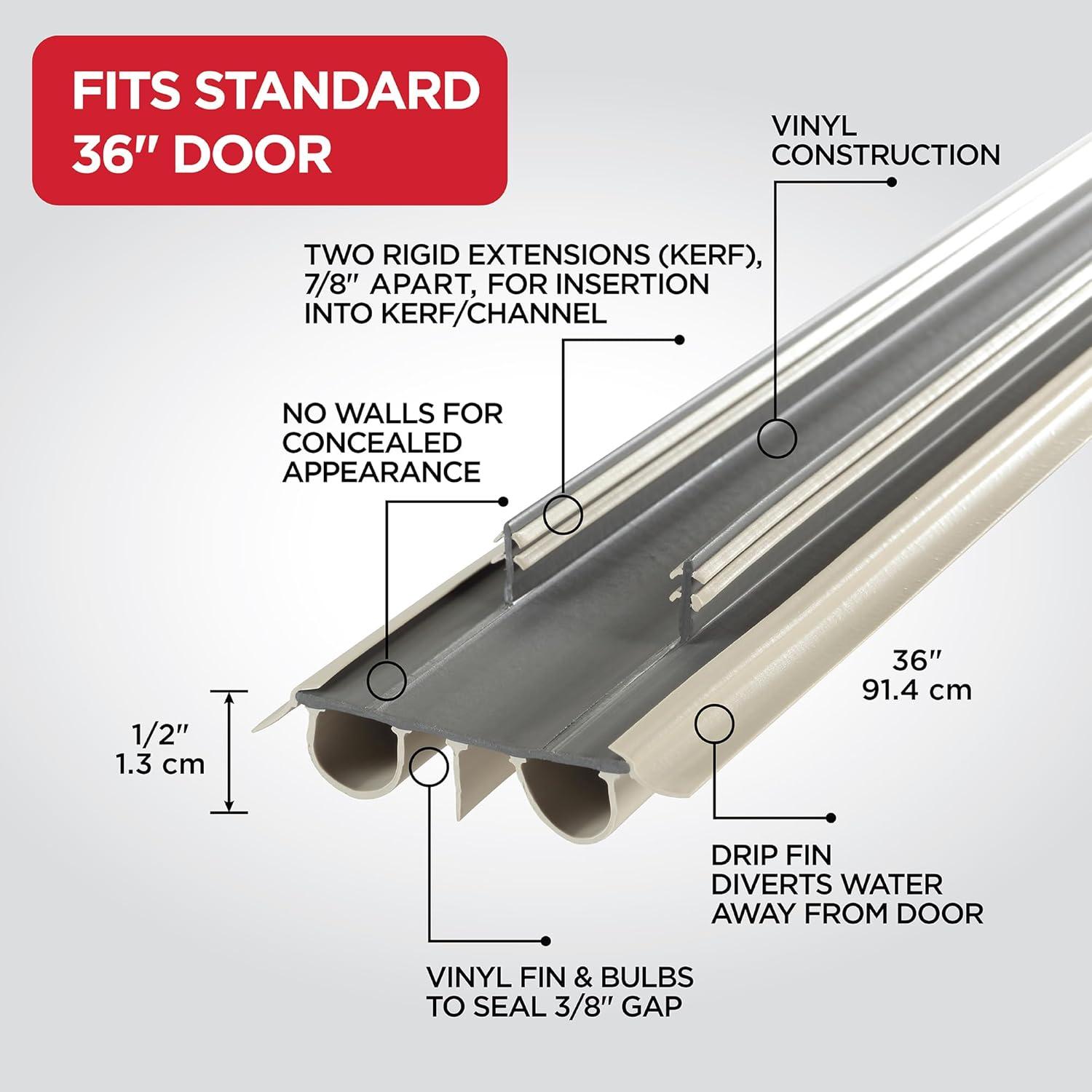 M-D Building Products 43820 36 in. Beige Vinyl Concealed Kerf/Channel Fit Under Door Seal