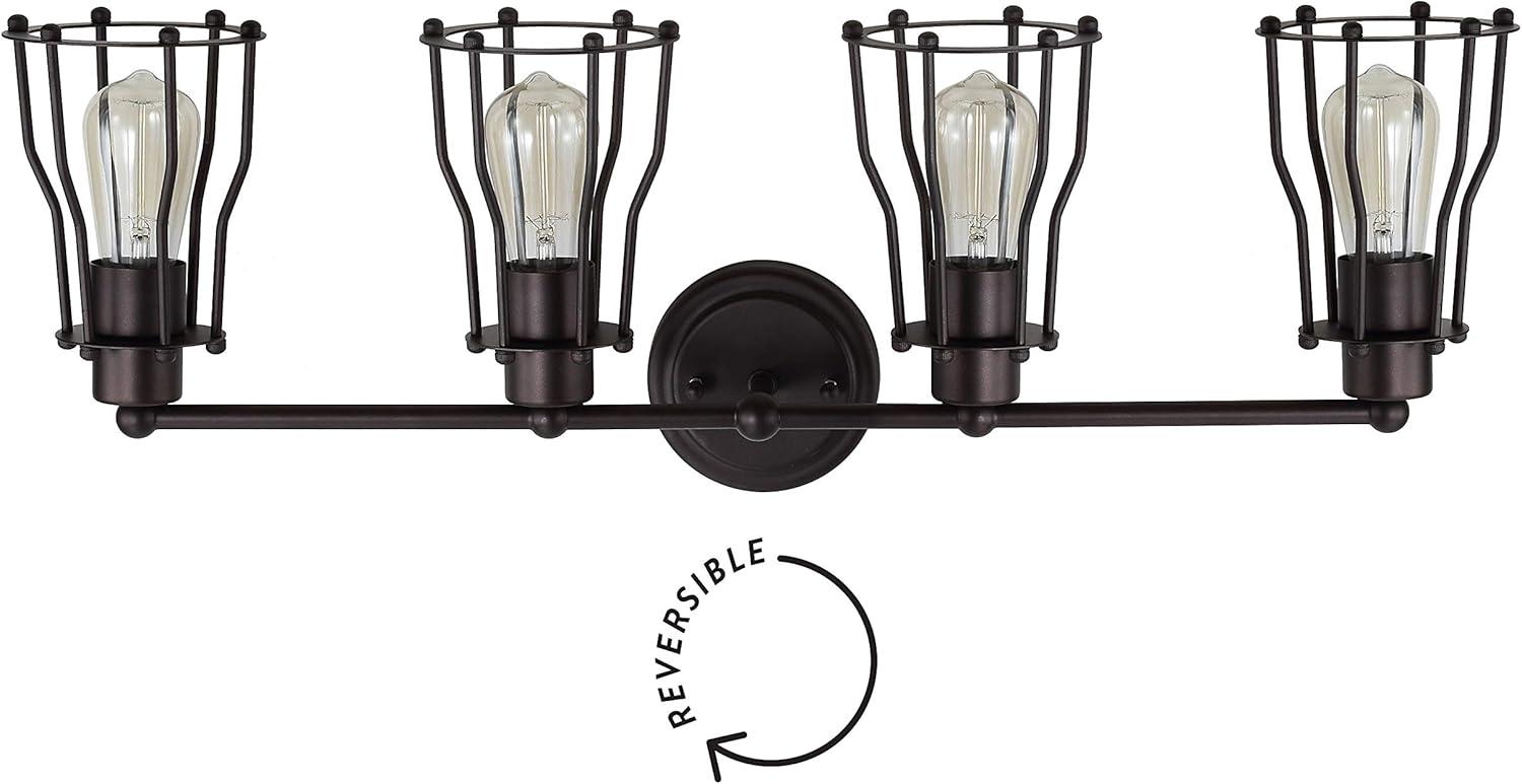 Florence 29.5" Oil-Rubbed Bronze Industrial Vanity Light with Clear Metal Shade