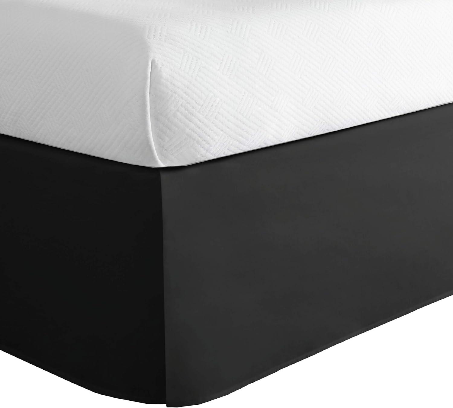 Microfiber Plain Bed Skirts Easy Fit Full Size Bed Skirt by Lux Decor Collection- Black