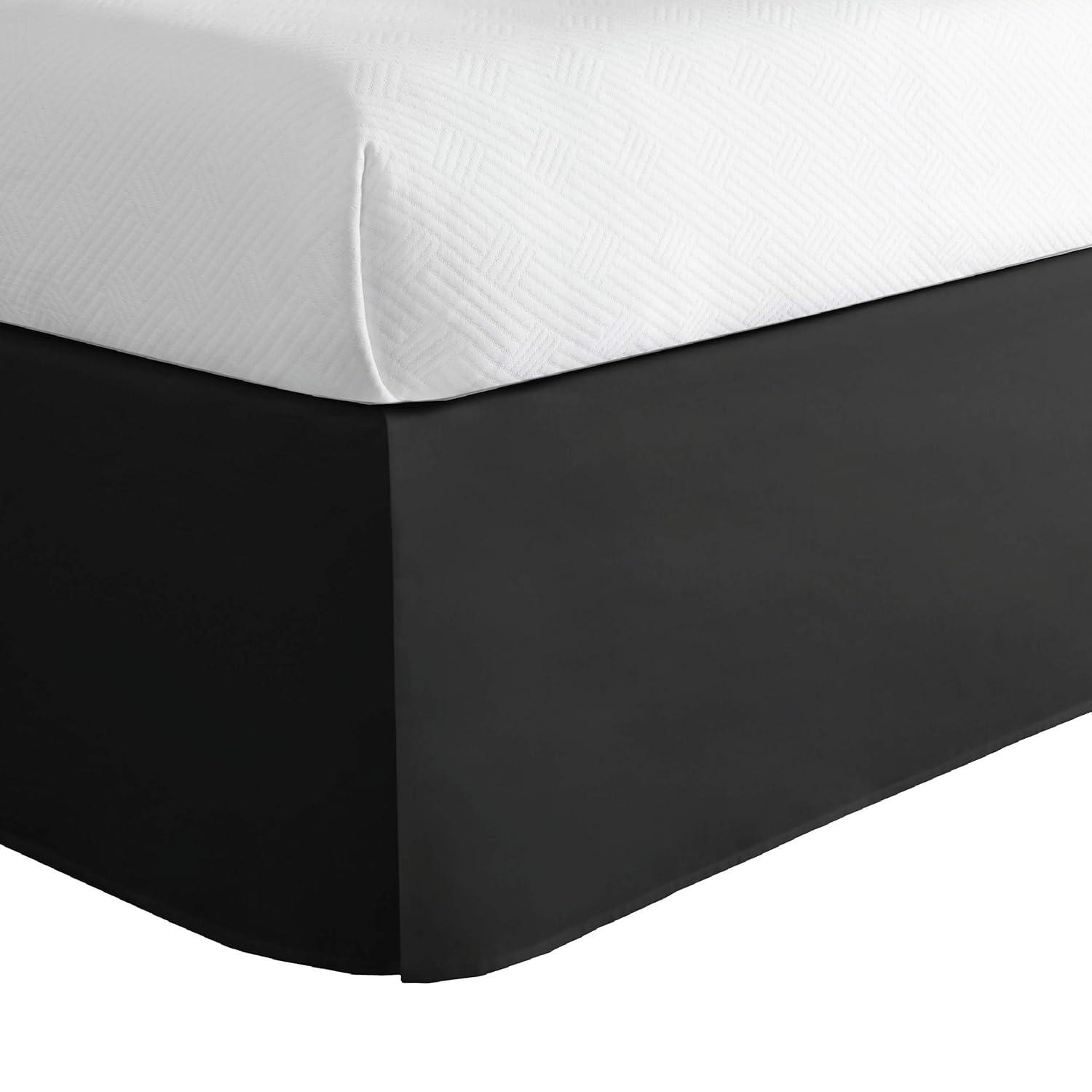 Microfiber Plain Bed Skirts Easy Fit Full Size Bed Skirt by Lux Decor Collection- Black