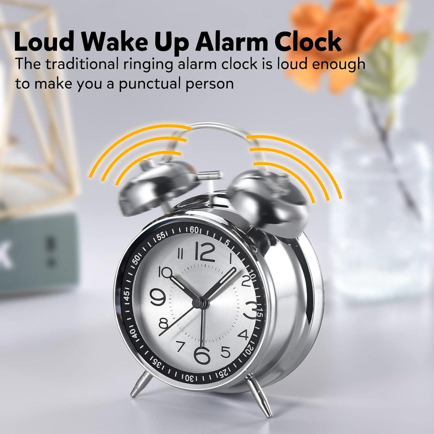 Upgraded charging alarm clock for Heavy Sleepers people,Retro Clock with light