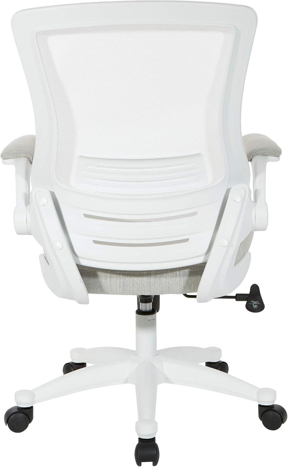 White Screen Back Manager's Chair in Linen Stone Gray Fabric