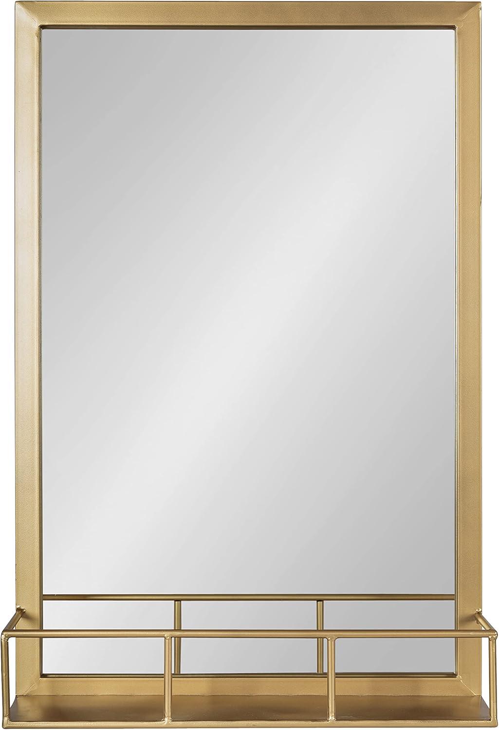 Kate and Laurel Jackson Modern Mirror with Shelf, 20 x 30, Gold, Decorative Mirror with Transitional Style and Additional Storage