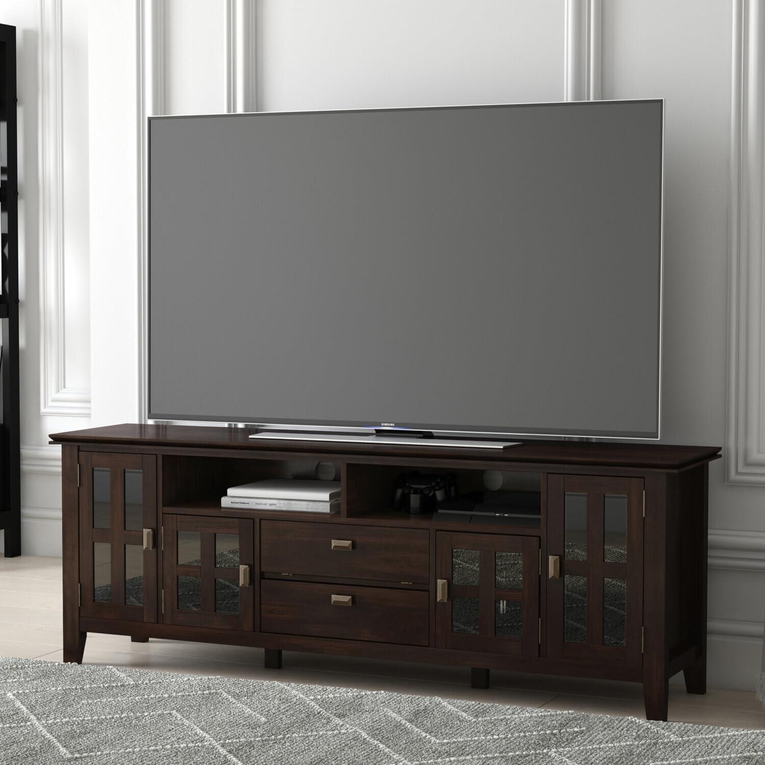 Simpli Home Artisan 53"W Solid Wood Contemporary Tall TV Stand for TVs up to 60" with Adjustable Shelves & Reviews | Wayfair