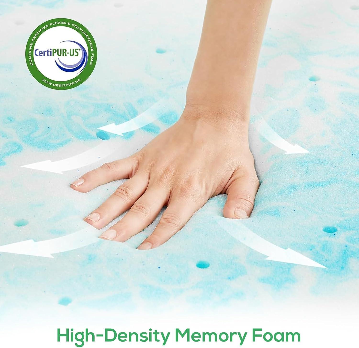 Simenmax Queen Mattress Topper, 3 Inch Gel Memory Foam Bed Topper for Queen Size Bed, CertiPUR-US Certified, Blue