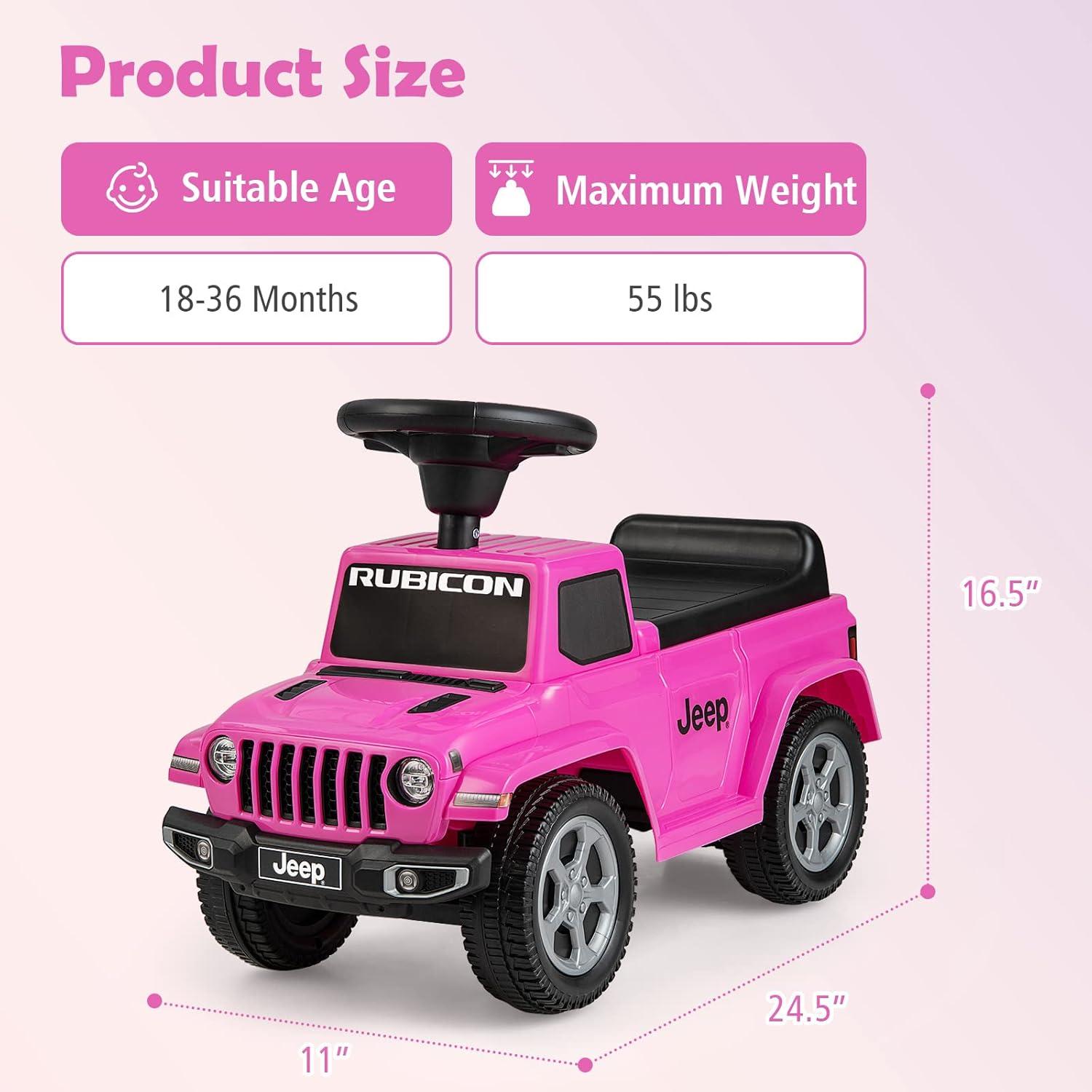 Pink Licensed Jeep Ride-On Push Car with Engine Sound