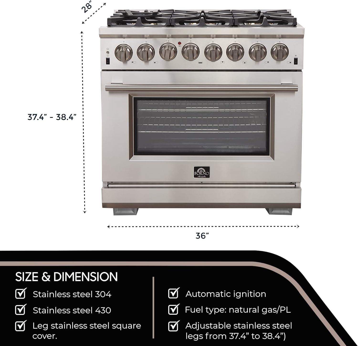 Capriasca - Titanium Professional 36" Freestanding Dual Fuel Range