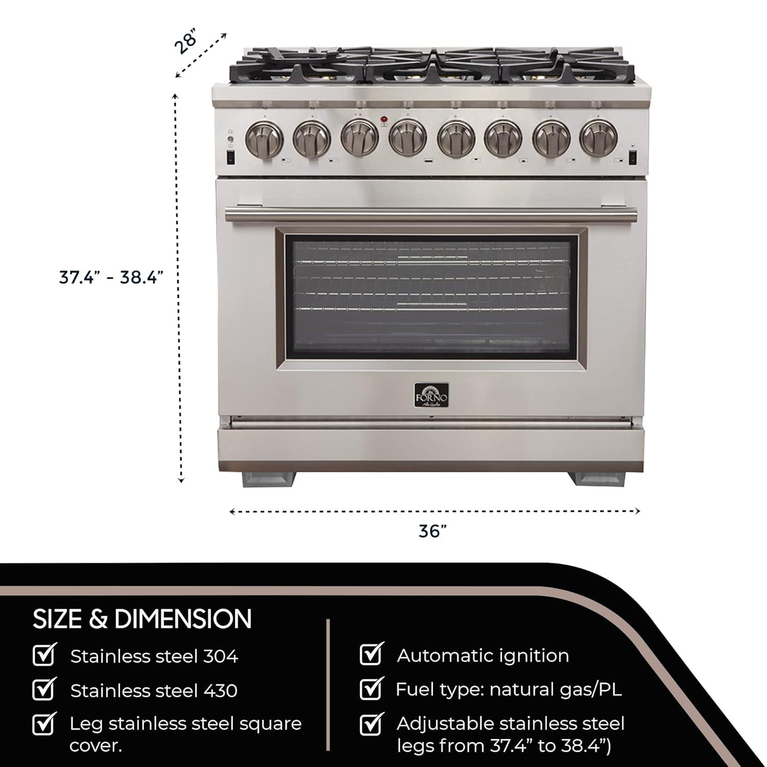 Capriasca - Titanium Professional 36" Freestanding Dual Fuel Range