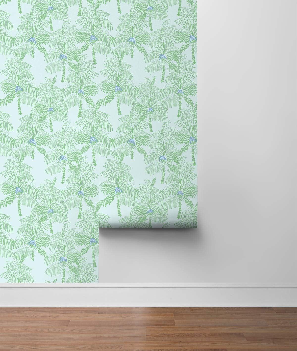 NextWall  Palm Beach Peel and Stick Wallpaper Baby Blue & Seafoam