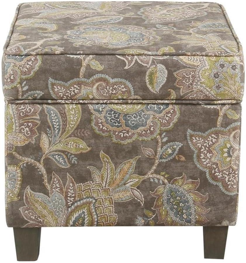 Cole Classics Square Storage Ottoman with Lift Off Top Gray Floral - HomePop