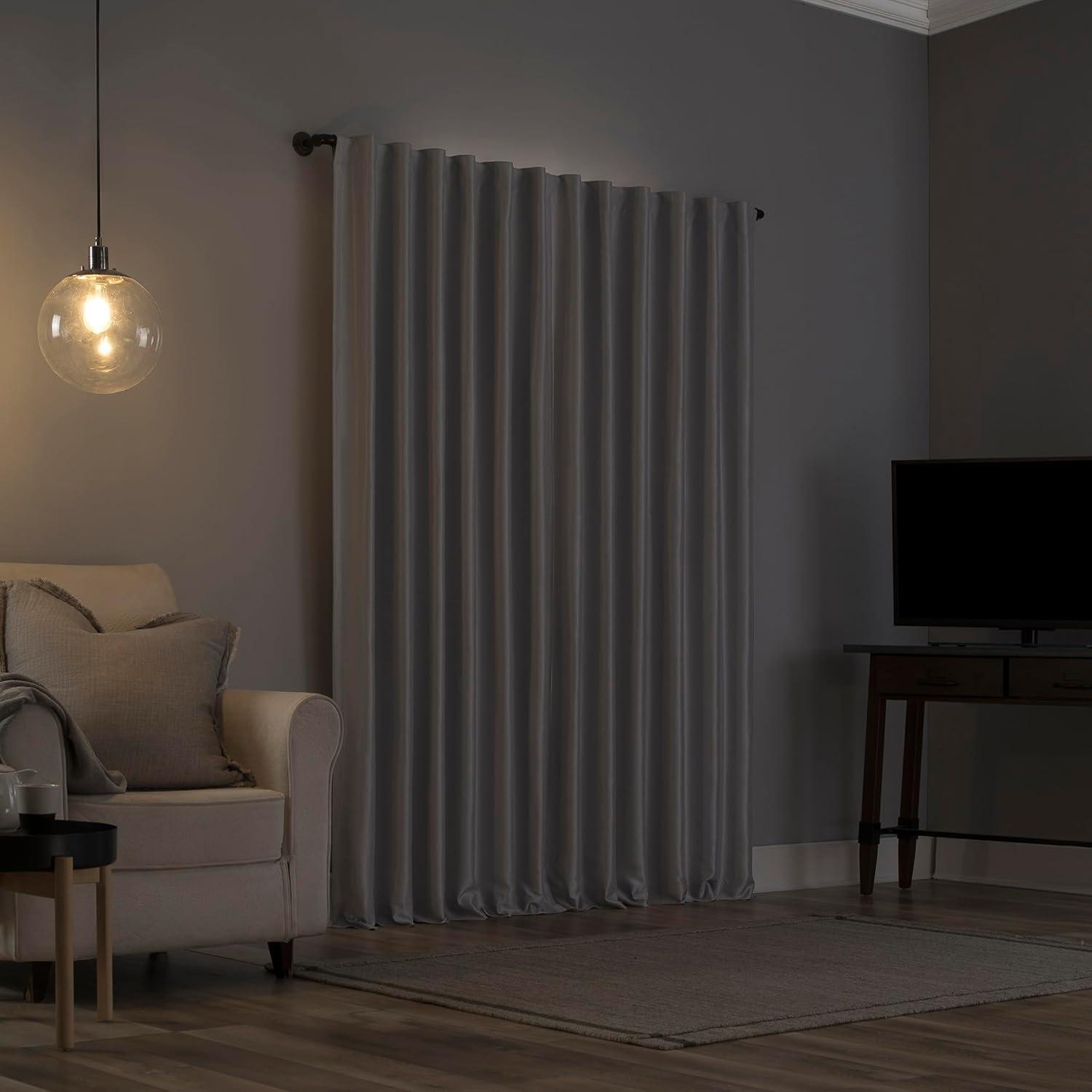 Faux Dupioni Silk Thermal Extreme 100% Blackout Back Tab Curtain Panel