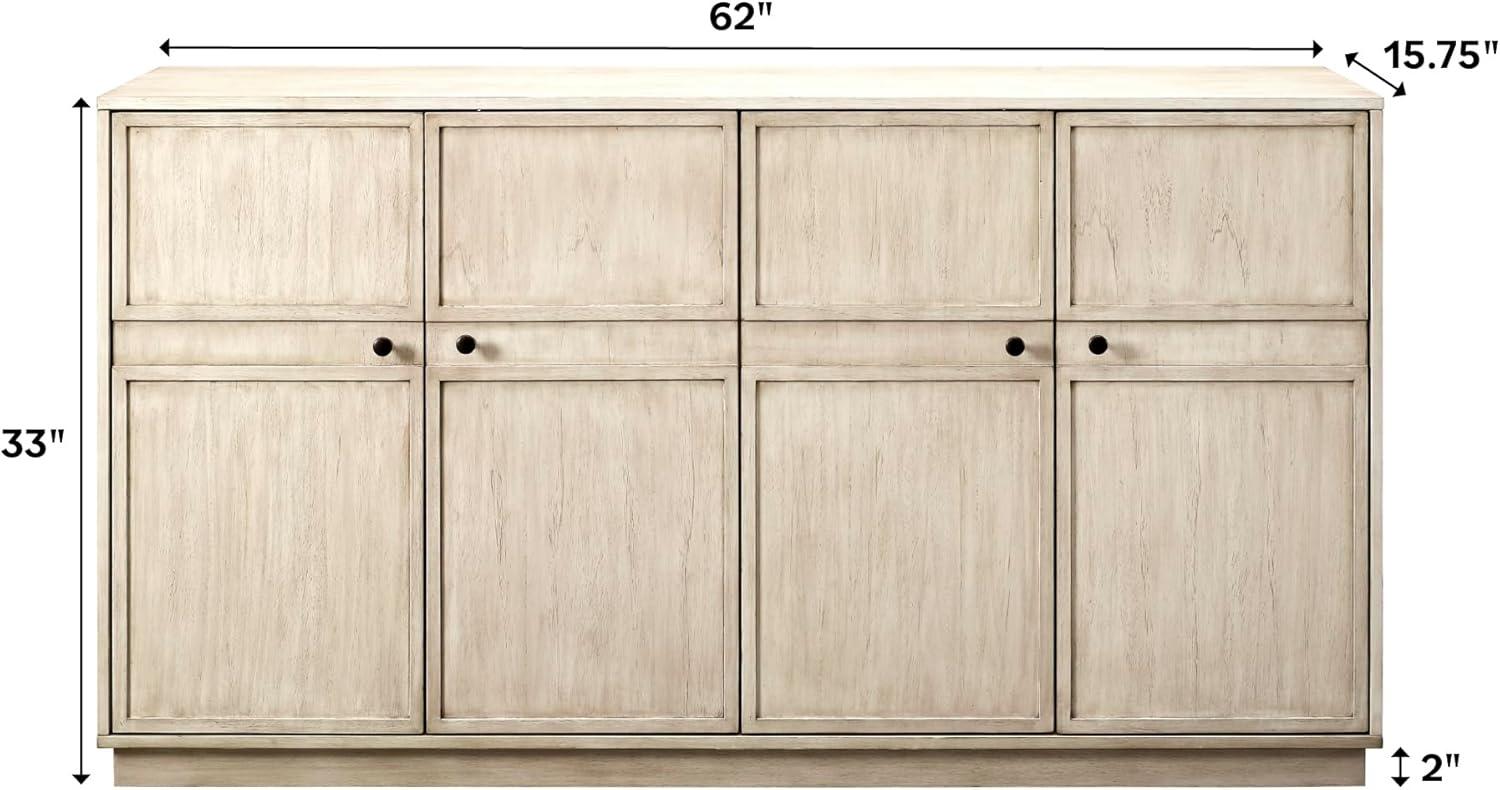 Walker Edison Noah 62" 4-Door Engineered Wood Sideboard in Natural/Birch