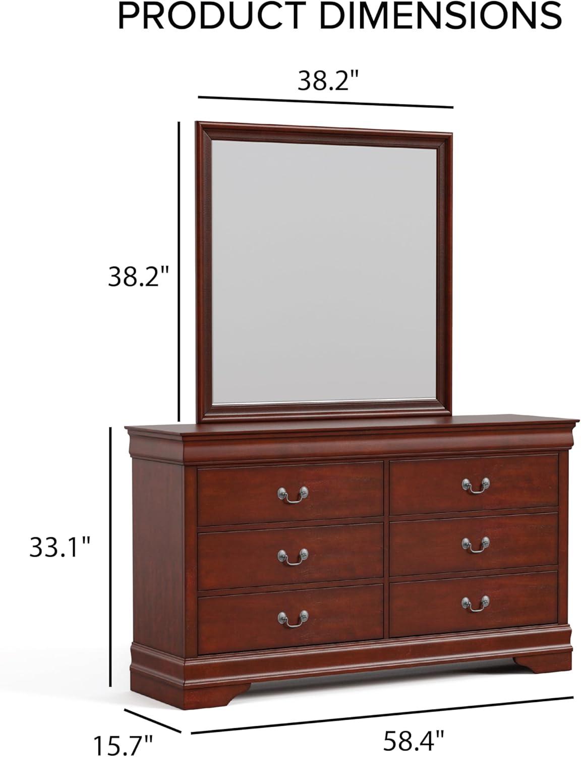 Furniture of America Toni Wood 6-Drawer Dresser with Mirror in Black