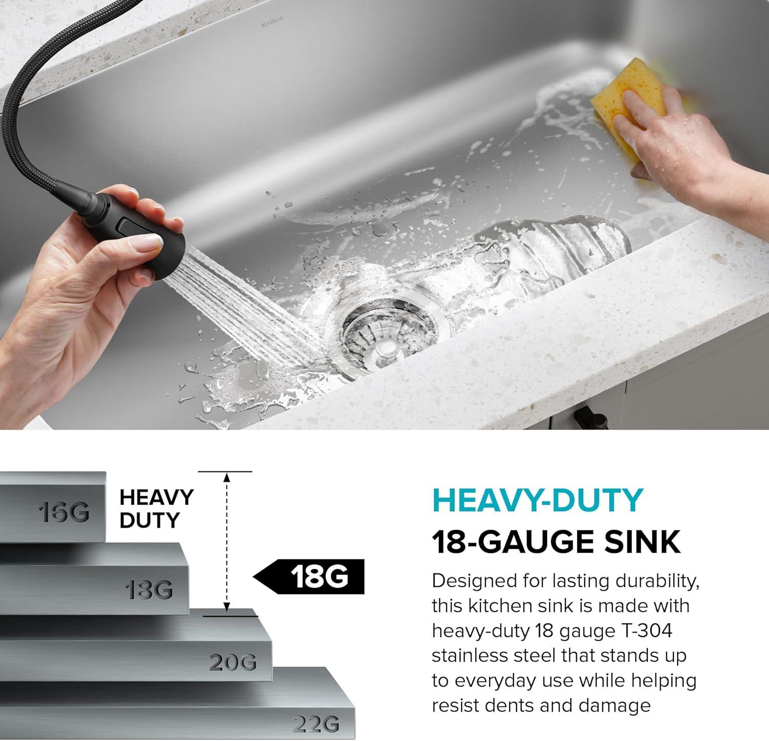 KRAUS Premier Undermount Single Bowl 18-Gauge Stainless Steel Kitchen Sink