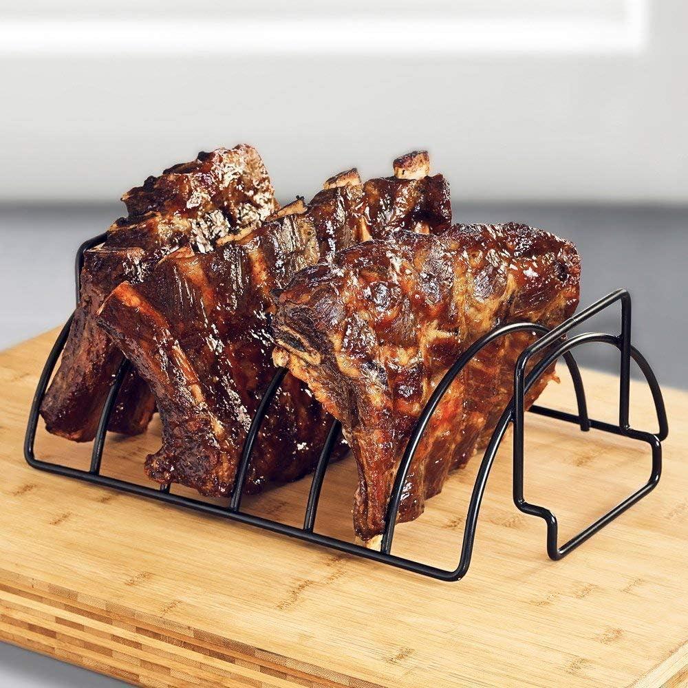 Black Non-Stick Dual Purpose Rib and Roast Rack