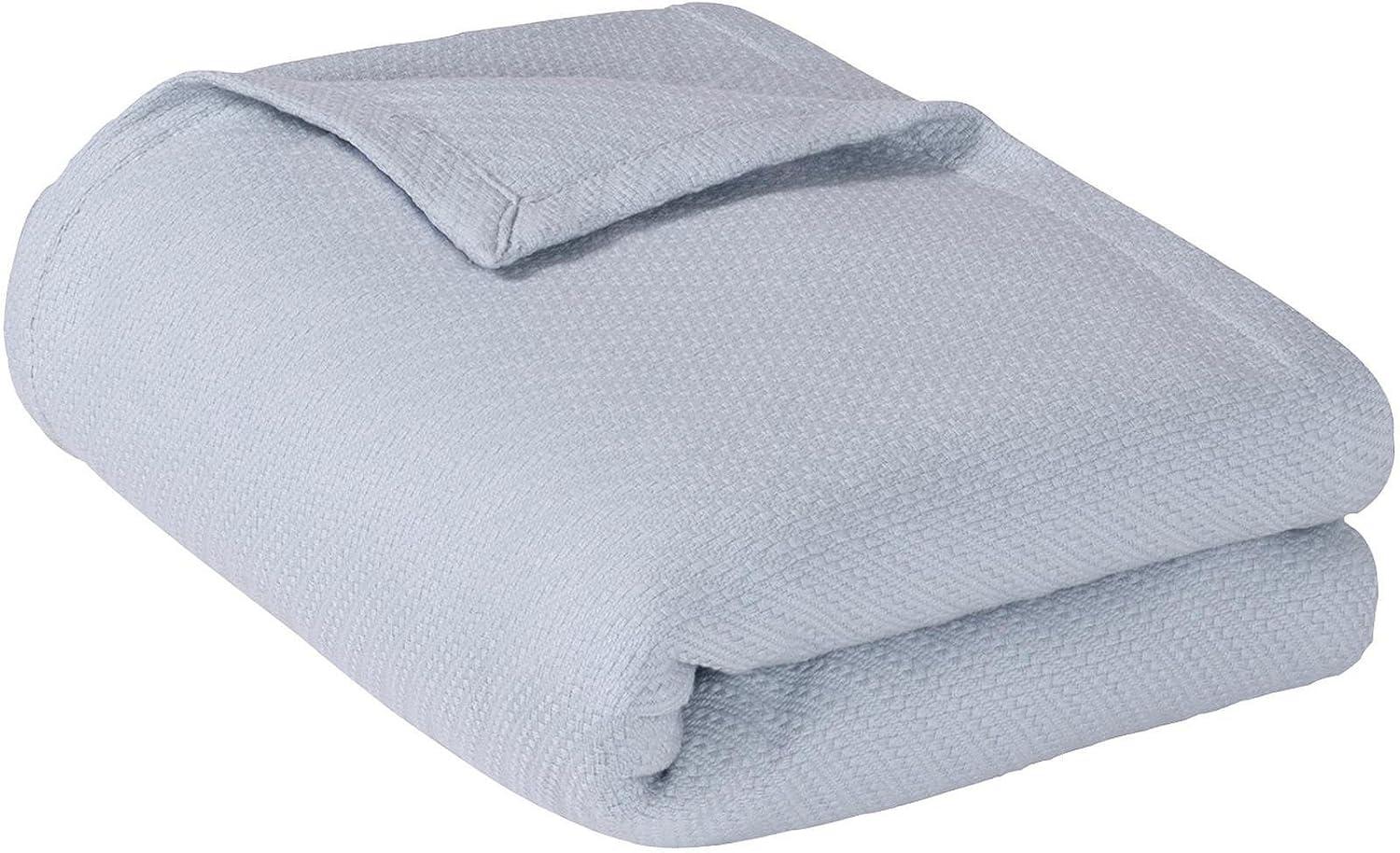 Madison Park Bed Blanket Liquid Cotton Full/Queen Light Blue: Machine Washable, No Fill, OEKO-TEX Certified