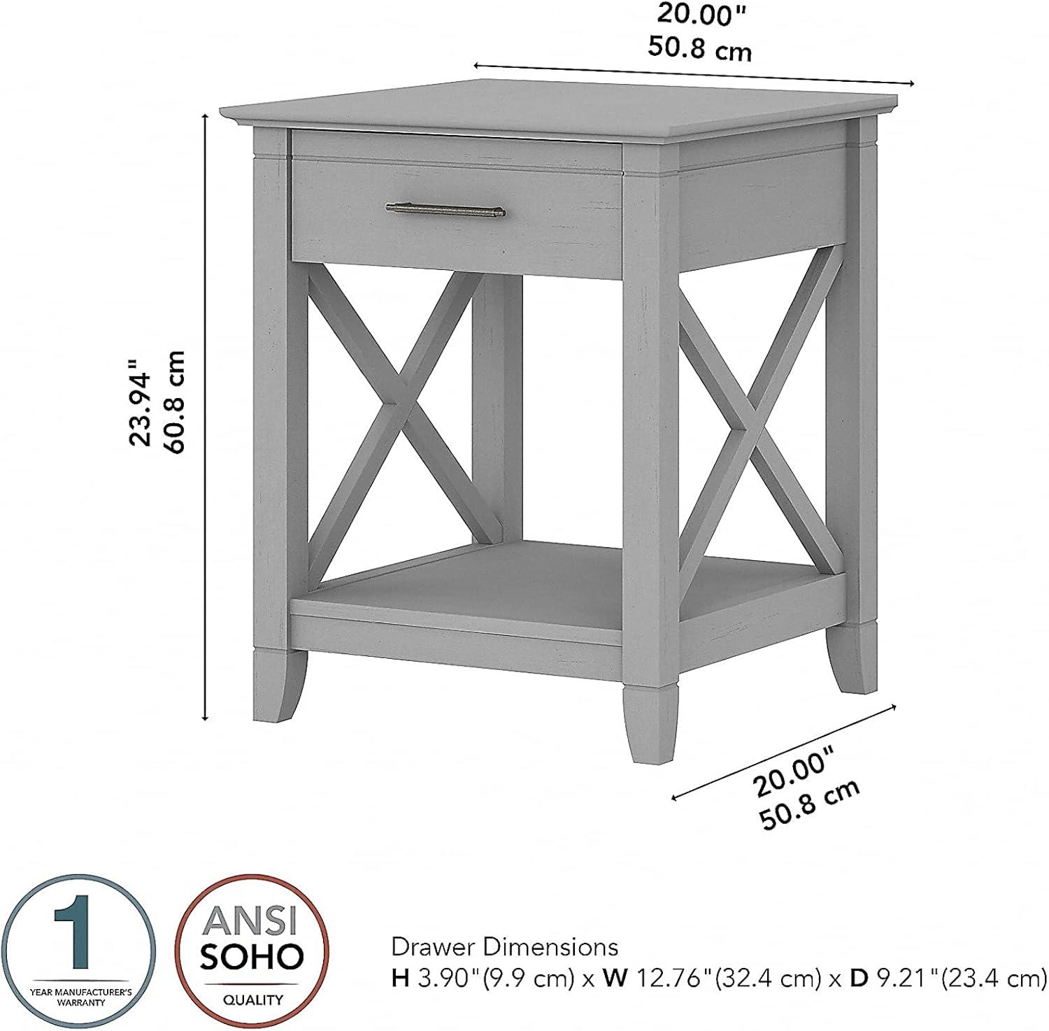 Cape Cod Gray Square Engineered Wood End Table with Storage