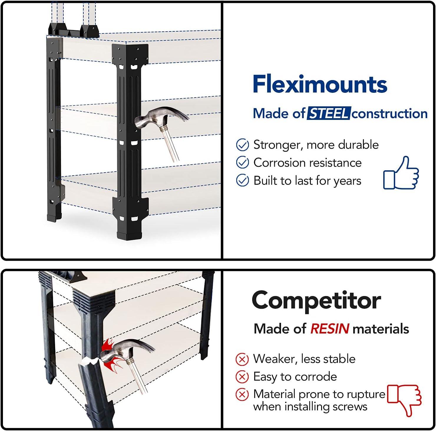 Adjustable Black Steel Work Bench Leg Kit for Customizable Shelving