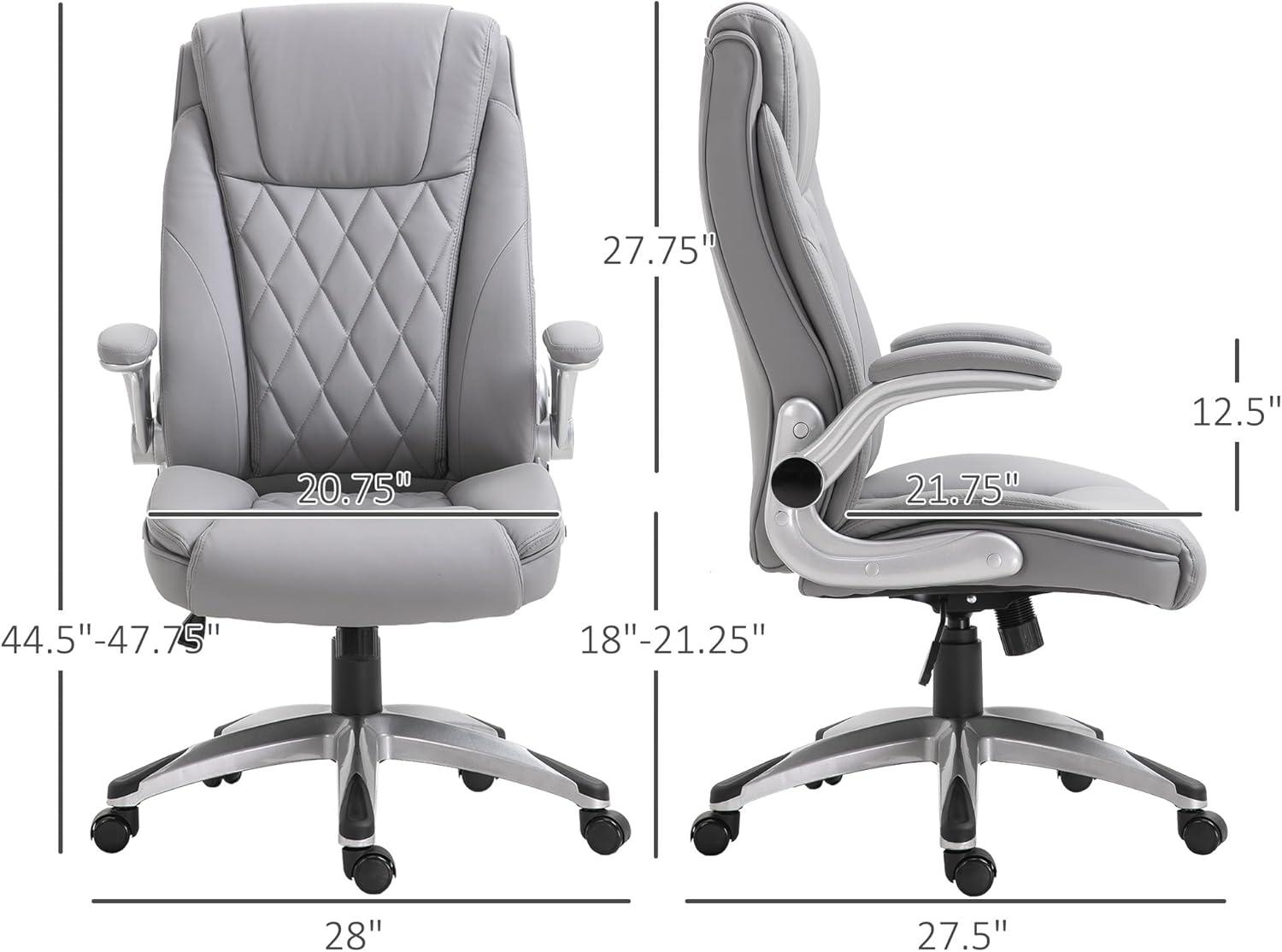 Gray Luxe Ergonomic High-Back Swivel Office Chair with Adjustable Arms